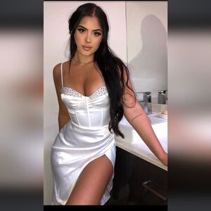 Dream Girl Satin Midi Dress - White